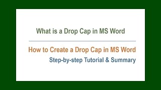 What is Drop Cap in MS Word | How to Create a Drop Cap Easily