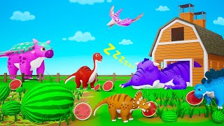 Big T Rex VS Little Dino's Funny Chasing: Delicious Watermelon's | Trex and Little Dino's Friendship