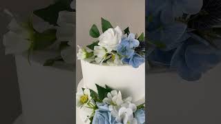 Rinlong 3Pcs White \u0026 Baby Blue Cake Flowers Set Wedding Flowers #caketoppers