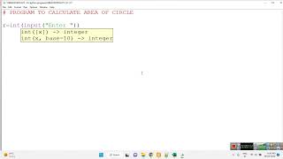 Area of Circle in Python using IDLE