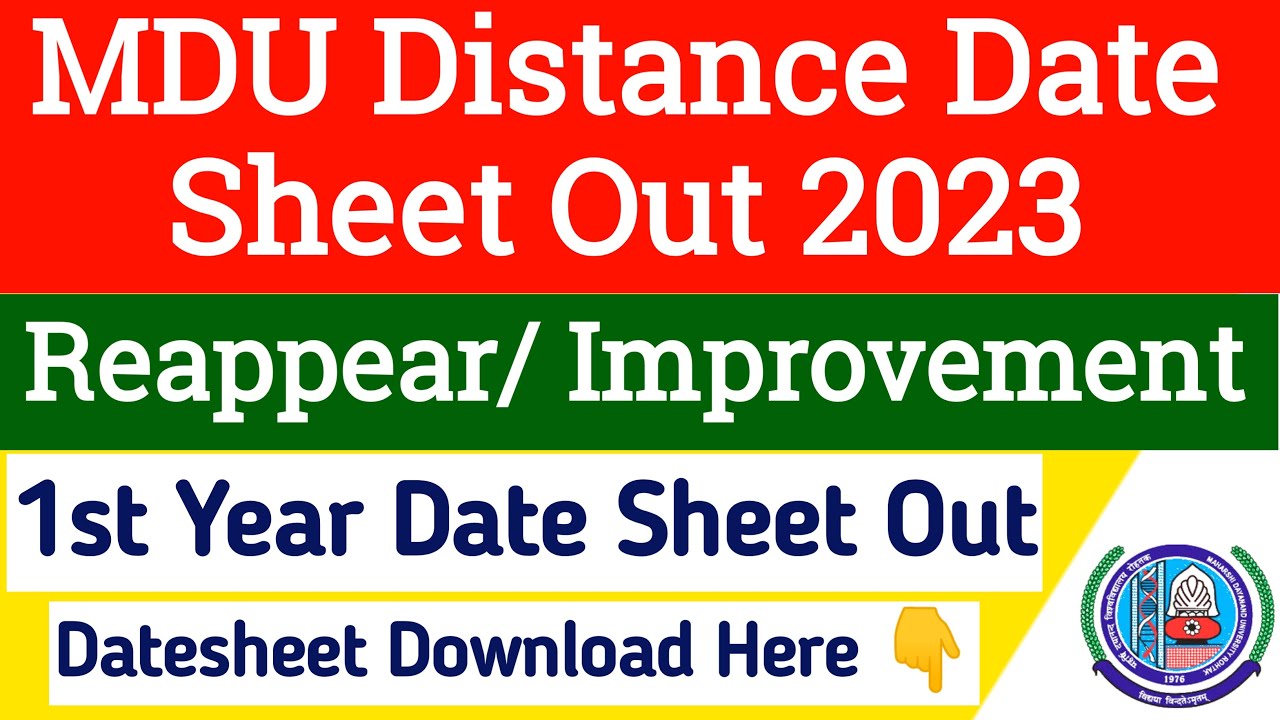 Mdu Distance Date Sheet Out 2023 | Mdu DDE 1st Year Datesheet 2023 ...