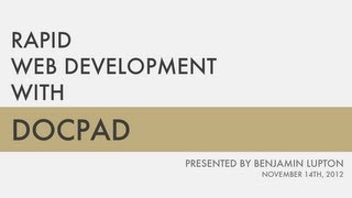 Talk: Rapid Web Development with DocPad