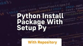 python install package with setup py