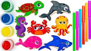 Dibujemos y Coloreemos Animales Marinos | Mejor Aprender Colores para Niños | Video Infantil