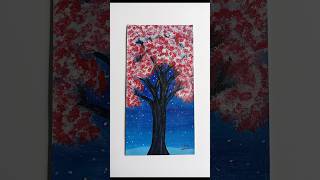 Melukis pohon sakura #Art #senilukis #catacrylic  #Painting #Acryliconpaper #belajarmenggambar