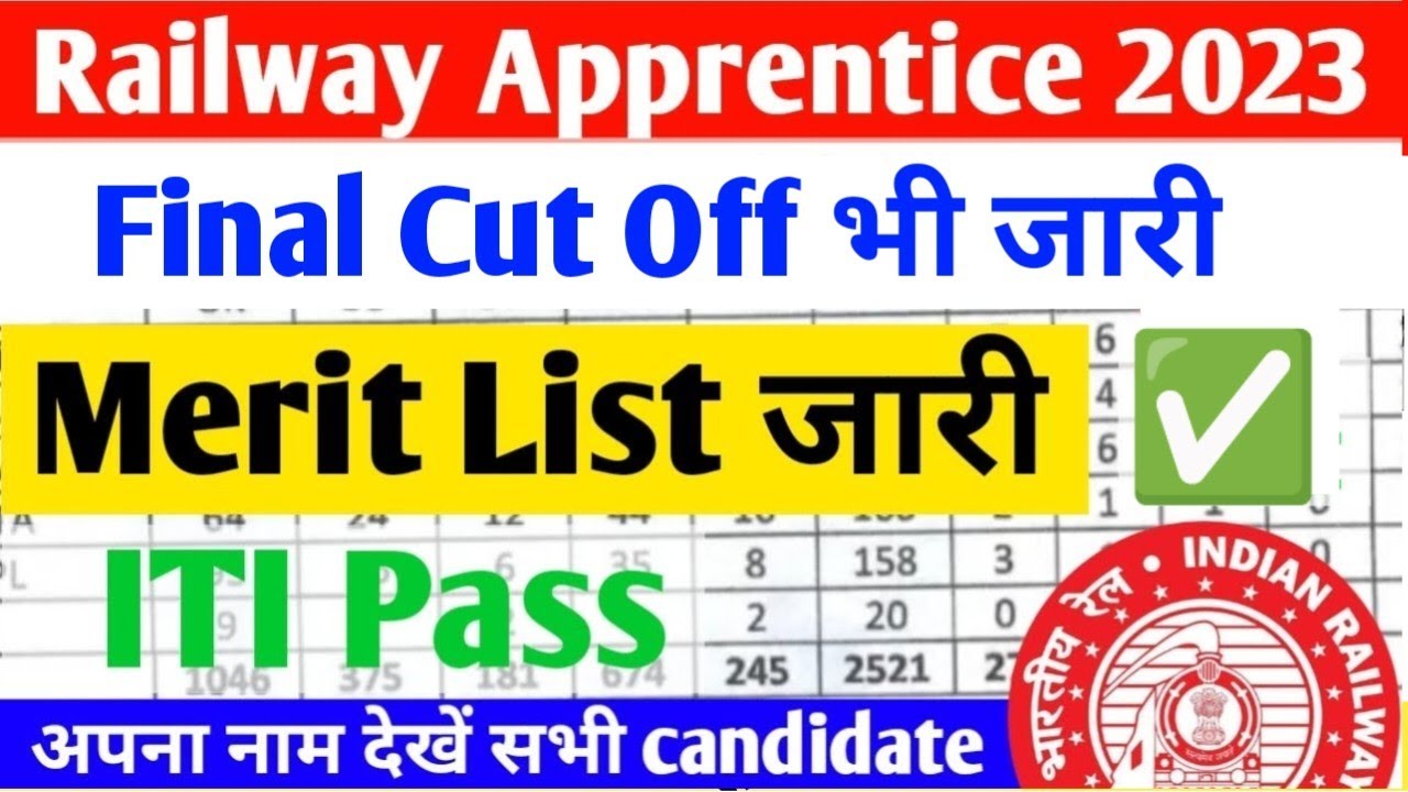 Railway Apprentice की नई Merit List जारी,Rail Coach Factory Railway ...