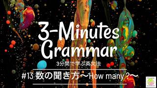 英文法の最初から！3 Minutes Grammar!  中学英語のやり直しにも。 #13 How many -数の聞き方-