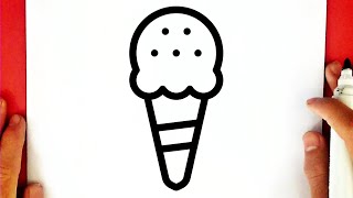 كيف ترسم ايس كريم سهل وكيوت خطوة بخطوة | رسم سهل | تعليم الرسم | How to draw a cute ice cream