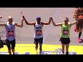 2014 champion Meb Keflezighi crosses Boston Marathon finish line