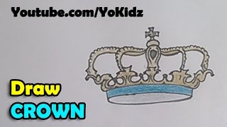 How to draw a Crown step by step for kids