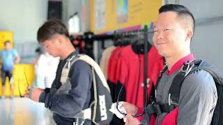 The daily operation of Tahe skydiving base in Sanya on August 23