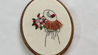 Girl With Bouquet Of Flowers | Hand Embroidery Tutorial