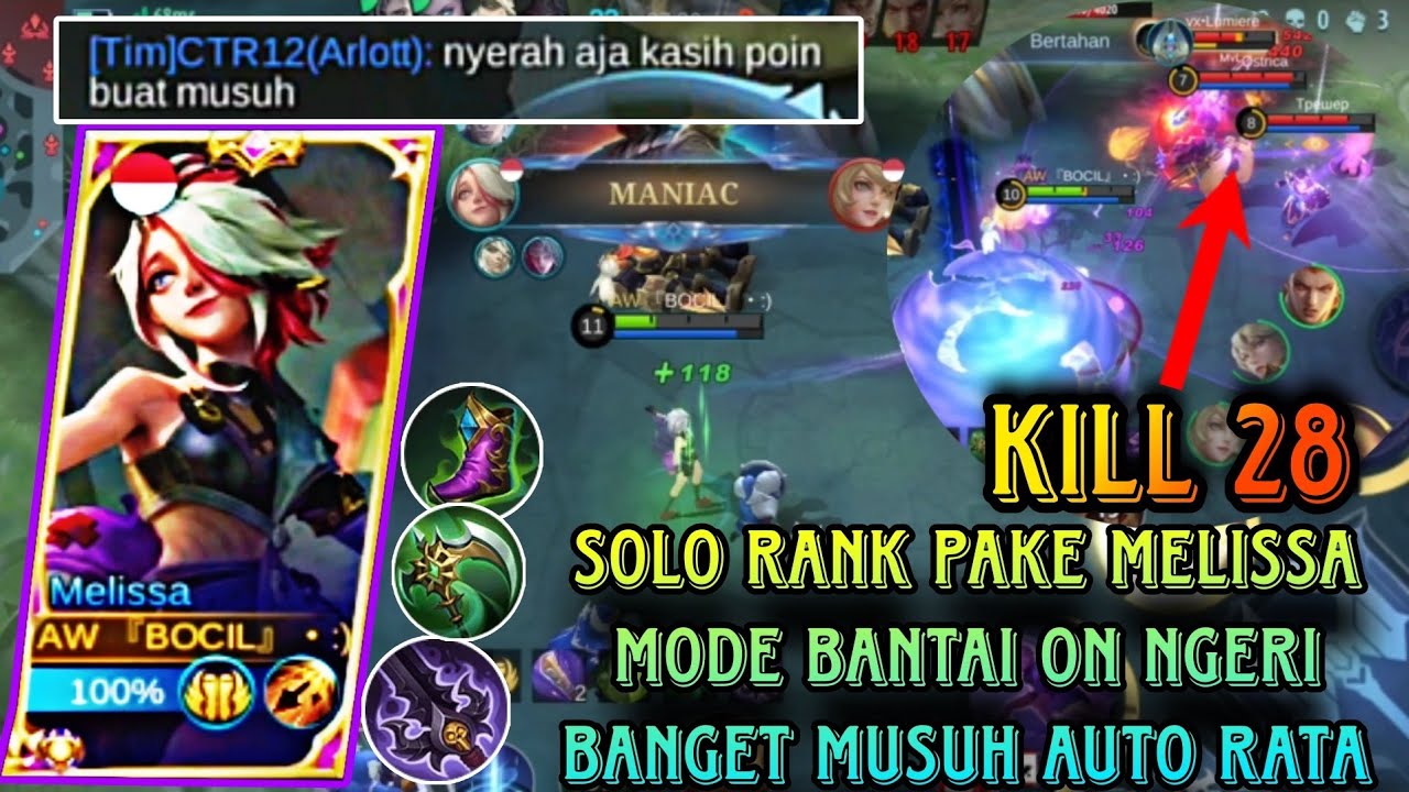 Solo Rank Pakai Melissa Mode Bantai On Ngeri Banget🔥 Melissa Best Build ...