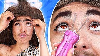 Beauty Transformation🔥 From Cave Girl to Beauty Queen *Makeup Hacks and Gadgets*