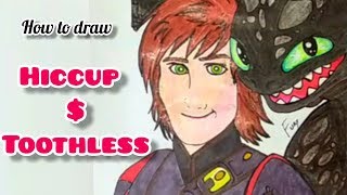 How To Draw Hiccup \u0026 Toothless From How To Train Your Dragon Movie 🎥  Step by step for beginners