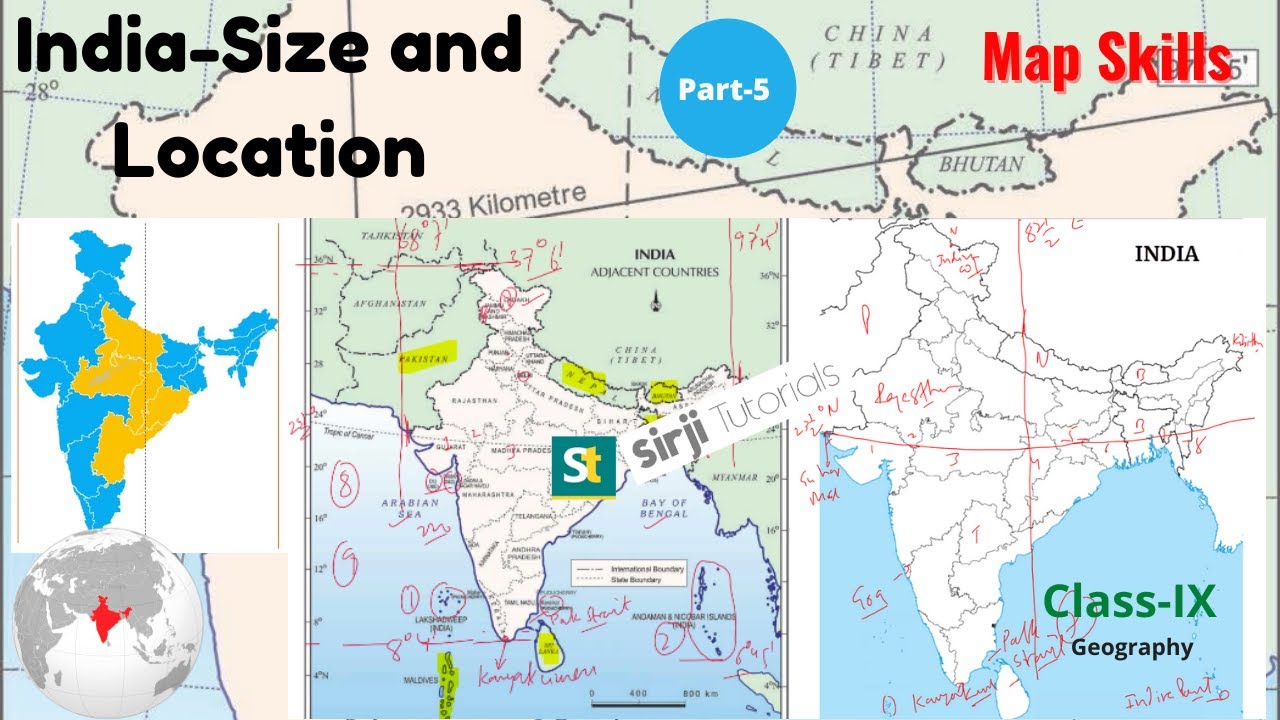 Map Skills - India Size And Location | Class 9 Geography Chap 1 CBSE ...