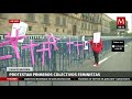 protestan primeros colectivos feministas frente a palacio nacional