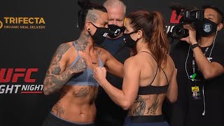Ashlee Evans-Smith vs. Norma Dumont Viana - Weigh-in Face-Off - (UFC Fight Night: Smith vs. Clark)