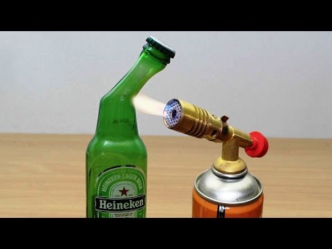DIY: GLASS BEER BOTTLE vs GAS TORCH !!! DIY: GLASS BEER BOTTLE vs GAS TORCH !!!