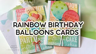 Rainbow Birthday Balloon Cards (Papertrey Ink July 2023 Release)