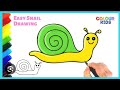 How to draw cute snail, drawing coloring for kids and toddler step by step tutorial 🩵