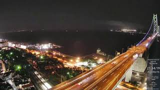 明石海峡大橋ライブカメラ Akashi-Kaikyo Bridge 4K LIVE Camera Archive [3/13夜-朝] 神戸淡路鳴門自動車道 大阪湾 アジュール舞子