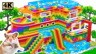 DIY - Build Luxury Villa With Rainbow Slide Water For Pet From Magnetic Balls (Satisfying)