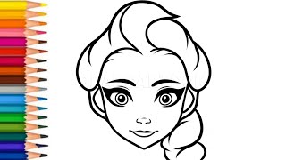 Disney frozen Elsa Drawing | How to draw Elsa frozen for kids | Disney frozen Elsa drawing, painting