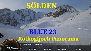 Sölden Skifahren Skiing, Blue 23, Early Morning, Rotkogljoch Panorama, Зельден, Narty