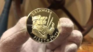 Franklin Mint 50 State Delaware Sterling Silver Proof Medal Coin