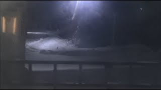 雪に埋もれた秘境駅 夜の兜沼駅に到着～出発する宗谷本線上りキハ54形の車窓