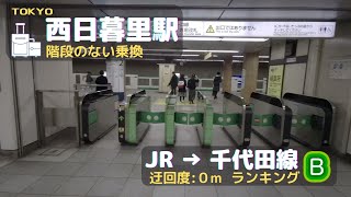 【西日暮里駅】JR▶︎千代田線　== 1分でわかる階段のない乗り換え ==