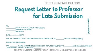 Request Letter To Professor For Late Submission - Sample Letter for Late Submission of Project