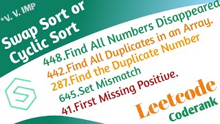Cyclic Sort or Swap sort Very Important Interview Questions(Pattern Wise). #cyclicsort