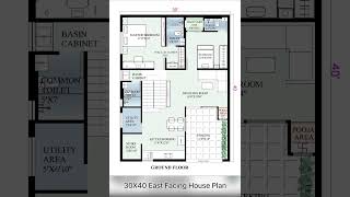 30x40 house plan | 1200 sq feet east facing house plan #ytshorts #trending