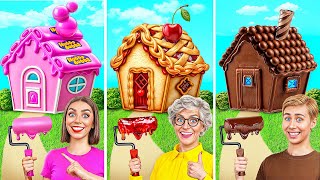 One Colored House Challenge | Bubble Gum vs Granny Pie vs Chocolate by Multi DO Smile