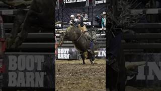 Cody McElroy w/ 81.5 on Cadillac at Cinch World’s Toughest Rodeo Des Moines 📸 Joy Crouch ‌#rodeo