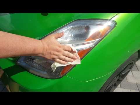 Green car gets clean headlights with our wipes Green car gets clean headlights with our wipes