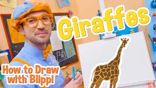 How To Draw A Giraffe | Draw with Blippi! | Kids Art Videos | Draw Animals Tutorial