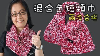 兩件唔同色的冷合拼織的混色頸巾（廣東話） Crochet Scarf