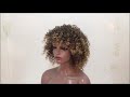 brown blonde mixed short curly wigs synthetic heat resistant hair wigs for black women