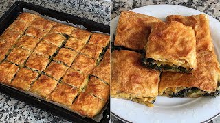 HAZIR YUFKADAN EL AÇMASI TADINDA ISPANAKLI TEPSİ BÖREĞİ✅💯 #ıspanaklıbörek #börek #börektarifleri