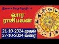 இந்த வார ராசி பலன் | ஸ்ரீ வேத ஜோதிட நிலையம் | 21-10-2024 to 27-10-2024