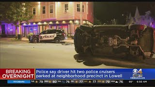 2 Lowell Police Cruisers Hit By Car Overnight