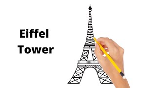 Eiffel tower drawing step by step || How to draw eiffel tower with marker pen