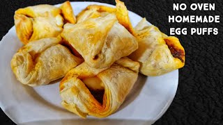 ഓവൻ ഇല്ലാതെ ബേക്കറി സ്റ്റൈലിൽ മുട്ട പഫ്സ് |No oven Bakery Style Egg puffs