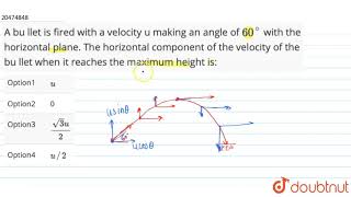 A bu llet is fired with a velocity u making an angle of `60^(@)` with the