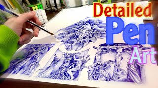 Super detailed pen artwork|pen drawing process