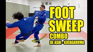 Footsweep COMBO: De Ashi Barai \u0026 Katagaruma (Judo for BJJ/Jiu-Jitsu)