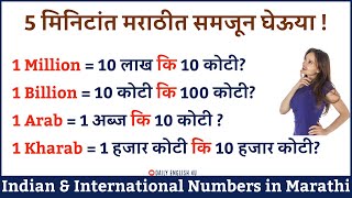 Meanings of Million, Billion, Trillion, Arab, Kharab | Indian & International Numbers in Marathi